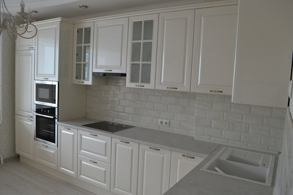 Белый кухонный гарнитур-Кухня МДФ в ПВХ «Модель 204»-фото2