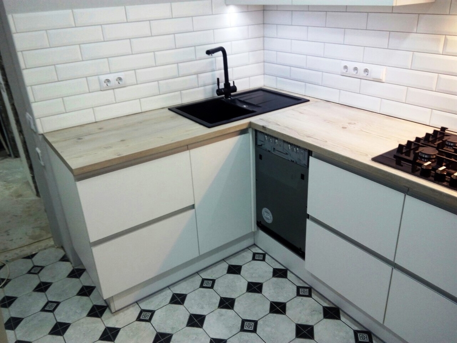 Белый кухонный гарнитур-Кухня из пластика «Модель 198»-фото3