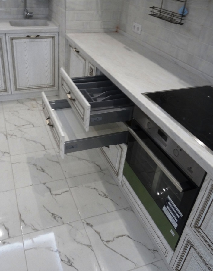Белый кухонный гарнитур-Кухня МДФ в ПВХ «Модель 515»-фото6
