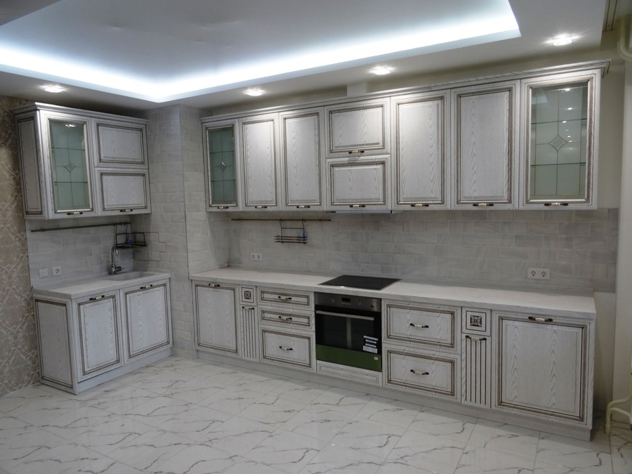 Белый кухонный гарнитур-Кухня МДФ в ПВХ «Модель 515»-фото1