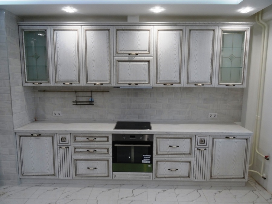Белый кухонный гарнитур-Кухня МДФ в ПВХ «Модель 515»-фото2