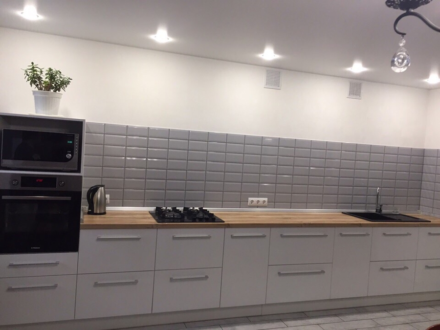 Белый кухонный гарнитур-Кухня из пластика «Модель 444»-фото1
