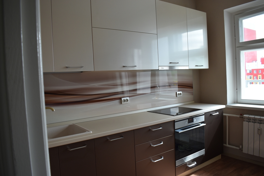 Белый кухонный гарнитур-Кухня МДФ в ПВХ «Модель 504»-фото1