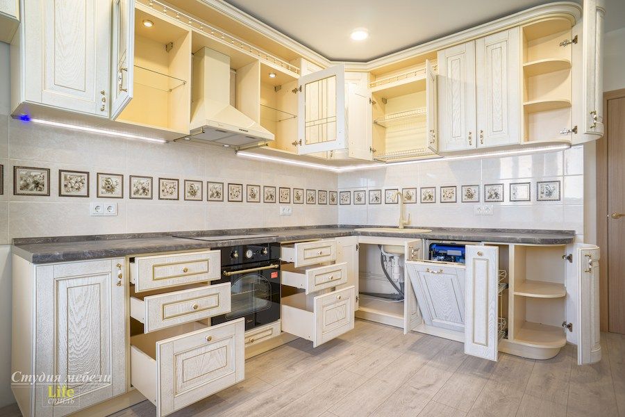 Белый кухонный гарнитур-Кухня из шпона «Модель 562»-фото4