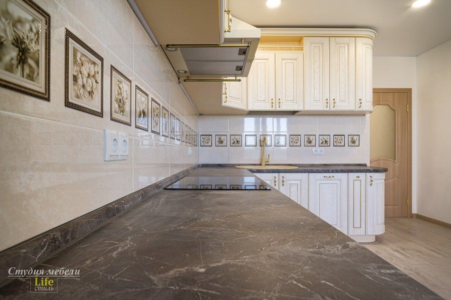 Белый кухонный гарнитур-Кухня из шпона «Модель 562»-фото7