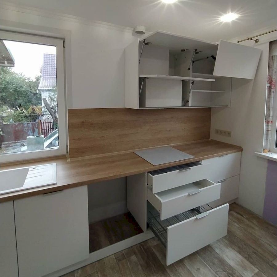 Белый кухонный гарнитур-Кухня МДФ в ПВХ «Модель 672»-фото4