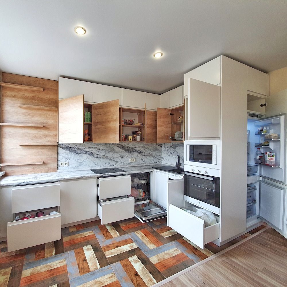Белый кухонный гарнитур-Кухня МДФ в эмали «Модель 526»-фото5