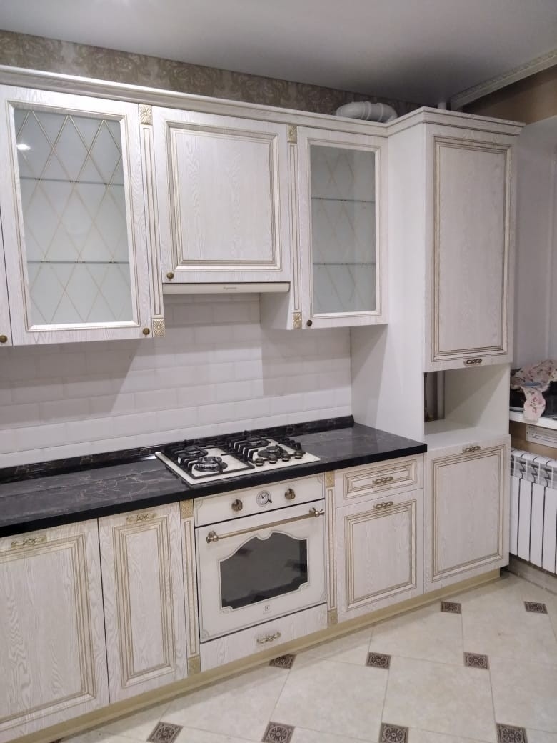Белый кухонный гарнитур-Кухня из шпона «Модель 581»-фото4