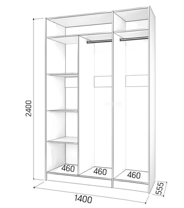 Распашные шкафы-Шкаф с распашными дверями от производителя «Модель 54»-фото2