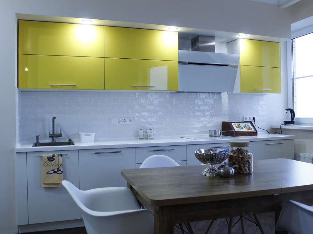 Встроенная кухня-Кухня МДФ в эмали «Модель 200»-фото1